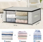 HomeHacks 8-Pack Clothes Organizer Storage Bags, 35L Storage Bins, White - Image 2
