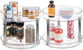 mDesign 2-Tier Lazy Susan Turntable for Kitchen Cabinets, Shelf, Table, Countertop, 9" Multi Level Rotating Organizer Carousel, Storage Turntable Organizer, Ligne Collection, 2 Pack, Clear/Chrome by mDesign