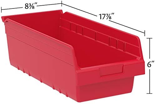 Akro-Mils 30088 Plastic Nesting ShelfMax Storage Bin Box, 18x8x6-Inch, Red (8-Pack) - Image 5