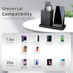 Wireless Charger with Desk Organizer, Wireless Charging Station for iPhone 13/13 Pro Max/13 Pro/12 Series/11/XS Max/XR/X/8Plus/SE 2, Wireless Charging Stand with Leather… (Black) - Image 3