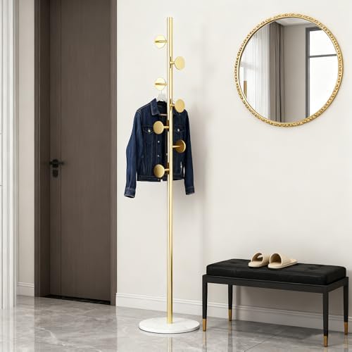 Coat Rack Freestanding Gold Clothes Rack For Clothing Hats Bags Ties Purses - Image 2