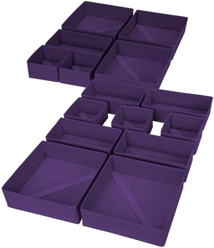 DIMJ Drawer Organizer Clothes, 15 Pack Dresser Organizer, Foldable Closet Organizers and Storage, Fabric Dresser Bins, Drawer Dividers for Nursery, Baby Clothes, Underwears, Sock (Purple) by DiMJ