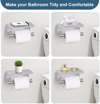 Brushed Nickel Bathroom Hardware Set, 5 Pieces Towel Bar Bathroom Accessories, Upgraded Toilet Paper Holder with Shelf Set, 23.6 Inch Towel Rack Towel Holder for Bathroom Wall - Image 3