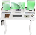 Claiks Standing Desk with Drawers & Wheels, 2 Height Shelf 55" White by CLAIKS