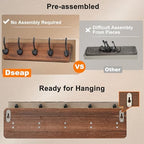 Dseap Coat Rack Wall: Patented, Heavy-Duty, 17.4" Long 5-Double-Hooks Wooden Wall Mounted Coat Rack Coat Hanger Hook Rail for Winter Coats Hat Jacket Clothing, Weathered Brown, Pack of 2 - Image 3