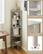 Corner Shelf, 5 Tier Corner Bookshelf, Display Corner Shelf Stand with Storage Rack, Wall Corner Bookshelf for Living Room, Bedroom, Office, Grey - Image 5