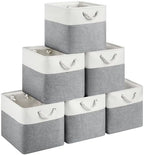 13x15x13 Inch Large Storage Bins with Cotton Rope Handles 6-Pack by HUZNXVY