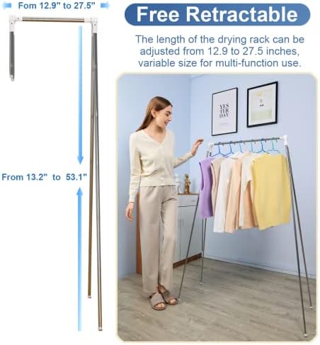 Portable Garment Rack, Folding Clothes Rack, Collapsible Clothing Rack for Dance, Travel, Camping, Laundry, Indoor, Outdoor, Drying, RV, Mini Compact Racks White + 3 Foldable Clothes Hangers - Image 3
