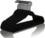 MIZGI Black Velvet Hangers 50 Pack Non Slip Heavy Duty Black Hooks by MIZGI