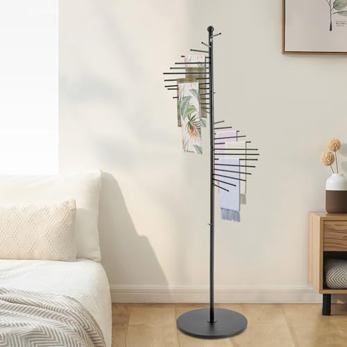 Spiral Freestanding Scarf Display Rack, Iron Black Retail Tie Rack Belt Display, Scarf Holder Scarf Hanger for Clothing Store Bedroom Business - Image 3