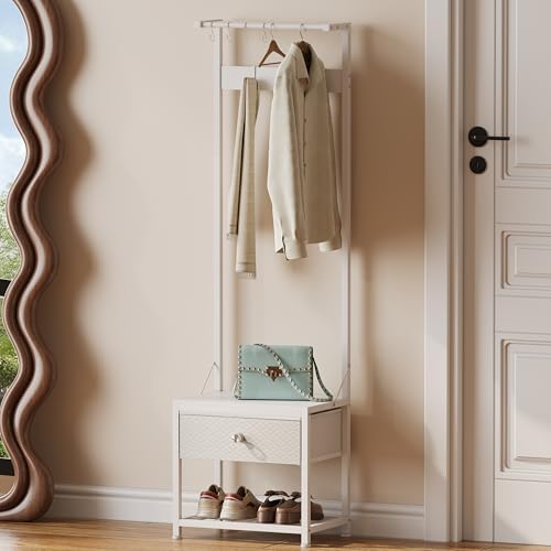 LUMTOK Hall Tree with Shoes Bench Storage,Small Coat Rack with Drawers by LUMTOK