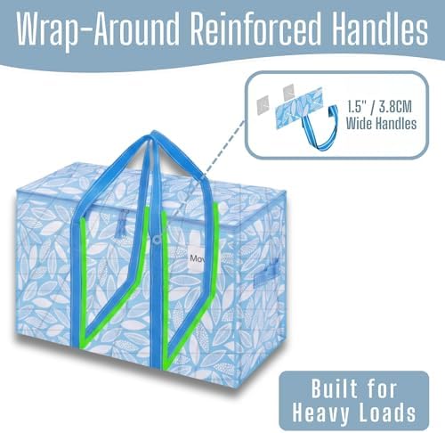 VENO 10 Pack Heavy Duty Moving Bags, Extra Large Storage Bags with Reinforced Handles & Strong Zippers, Foldable & Reusable Moving Box Alternative for Clothes & Dorm Storage - Image 2