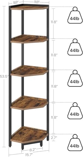 Hzuaneri Corner Shelf Stand 5-Tier Corner Bookshelf Storage Standing Shelf - Image 2