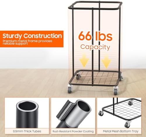 Laundry Hamper with Wheels, 150L Rolling Laundry Basket with Bag & Handles - Image 5