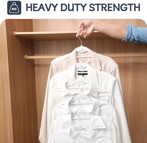 Velvet Stackable Hangers 50 Pack Space Saving Cascading Hook White - Image 4
