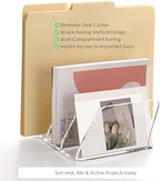 SANRUI Acrylic Mail Organizer Countertop, Mail Sorter with 5-Slot, Clear - Image 2