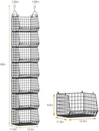 X-cosrack 7 Tier Foldable Hanging Closet Organizer and Storage,Wire Closet Shelving with 4 Large Hooks+ 5 S Hooks,Hanging Basket for Clothes Sweaters Shoes Handbags,Small Closet Organizers - Image 3