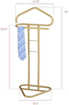 KB Designs - Metal Suit Tie Valet Stand Rack, Clothing Organizer, Gold - Image 3