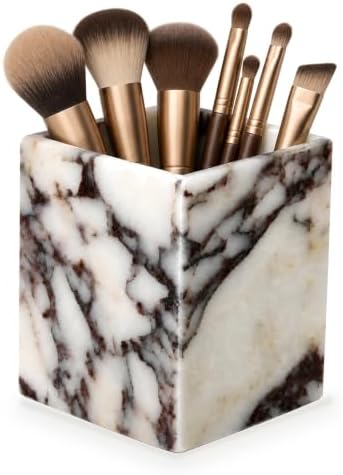 Real Marble Toothbrush Holder, Calacatta Viola Marble Bathroom Organizer by Xosody