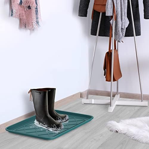 All Weather Boot Tray 4 Pack - Small Water Resistant Plastic Utility Shoe Mat for Indoor and Outdoor Use in All Seasons by Stalwart (Teal) - Image 5