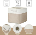 meekoo 8 Pack Fabric Storage Bins Baskets, 11 x 11 x 11 in, Beige - Image 3