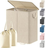 Lifewit Double Laundry Hamper with Lid, Removable Laundry Bags, Beige by Lifewit