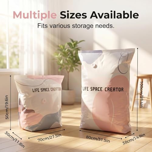 No Pump Vacuum Storage Bags, No Pump Large Vacuum Storage Compression Bags, Thick Airtight Reusable Organizer for Clothes Comforters Travel Moving Closet Storage，3：19.6 * 27.5in - Image 3