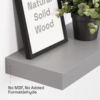 Solid Wood Floating Shelves for Wall 16 Inch Grey, Wooden Bathroom Shelf - Image 4