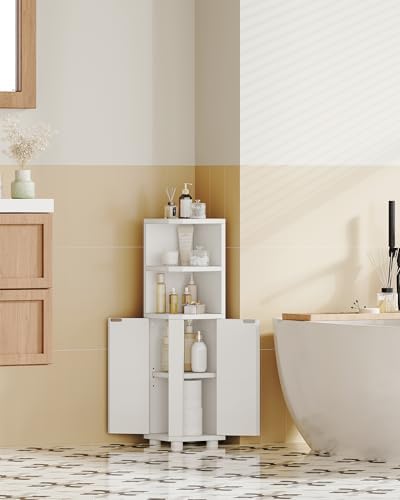 Hzuaneri Corner Cabinet, Small Bathroom Corner Cabinet with Doors - Image 3