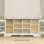Itaar Hall Tree with Bench and Shoe Storage, 5-in-1 Entryway Bench with Coat Rack, 10 Shoe Cubbies & 9 Coat Hooks, Barn Door & Adjustable Shelf (White) - Image 7
