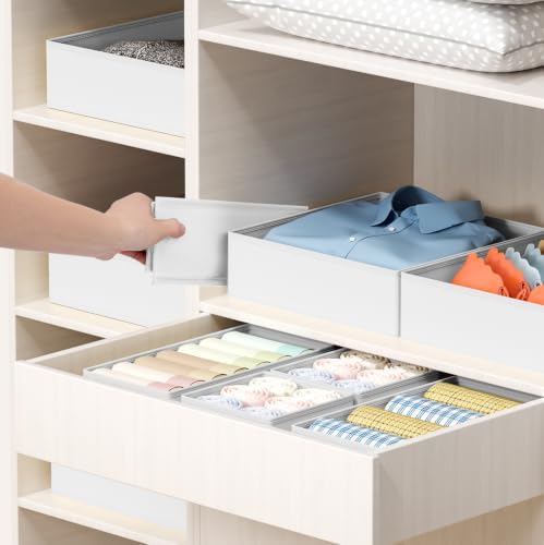 DIMJ Drawer Organizer Clothes Storage - 26 Pack Baby Dresser Organizer for Nursery, Foldable Closet Drawer Organizer Bins for Bedroom Organization, Fabric Storage Dividers for Socks, Underwears,White - Image 6
