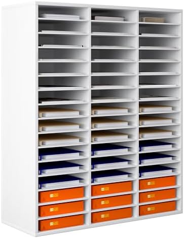 Mail Sorter Wood Literature Organizer, Student Mailbox for Classroom, Desktop Bill Paper Organizer for Office Home School, 48 Compartments, Black by PAG-Mass