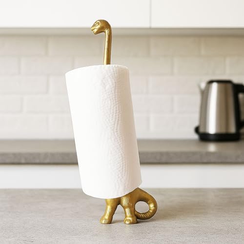 Cast Iron Dinosaur Paper Towel Holder - Free Standing Toilet Paper Holder - Rustic Brown w/Vintage Finish - Image 4