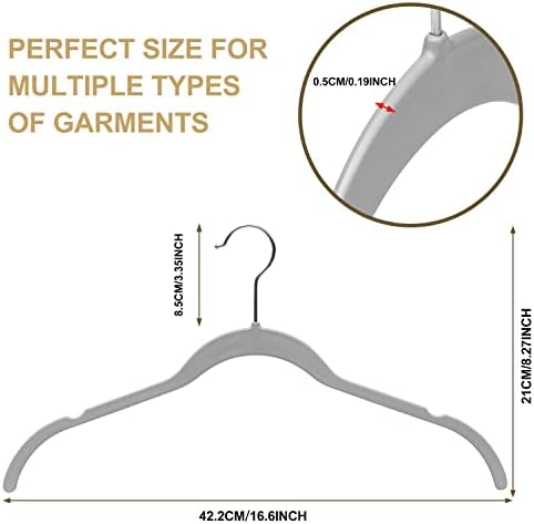Quality Hangers Clothes Hangers 50 Pack - Non-Velvet Plastic Hangers for Clothes -Heavy Duty Coat Hanger Set -Space-Saving Closet Hangers with Chrome Swivel Hook, Non-Flocked Hangers (50, Gray) - Image 4