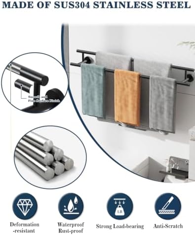Alise Double Towel Bar Black,28" Towel Rack for Bathroom Wall Mounted - Image 4