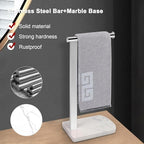 NearMoon Hand Towel Holder with Balanced Marble Base, 304 Stainless Steel Stand Towel Ring L Shape Hand Towel Rack Free-Standing Towel Bar for Bathroom Kitchen Countertop (Single Rod, Chrome) - Image 3