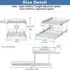 2 Tier Individual Pull Out Cabinet Organizer 16½" W x 21½" D, Heavy Duty Cabinet Pull Out Shelves, Slide Out Drawers Organization for Kitchen Cabinets Bathroom - Image 3