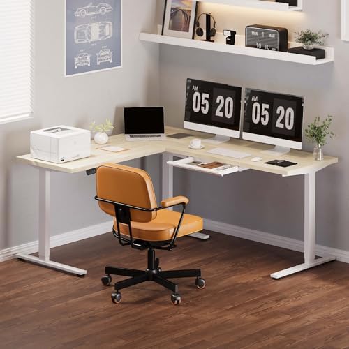 FLEXISPOT 71 x 63 Reversible L-Shaped Corner Standing Desk with Drawers - Image 2