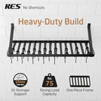 KES 75 lb High-Capacity Pot Rack Wall Mounted with Pot Lid Holder 34 Inch - Image 2