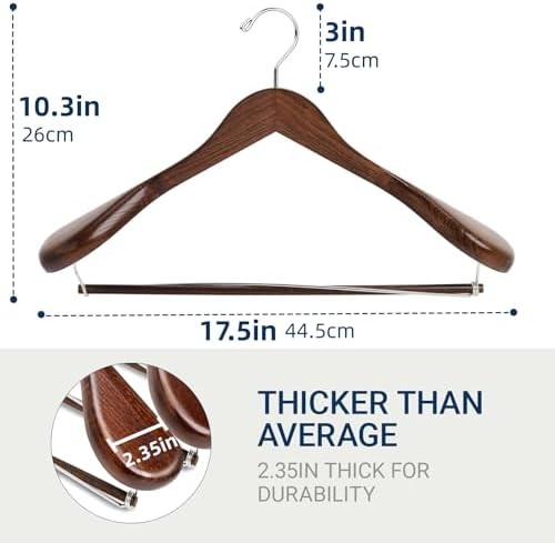Amber Home 6 Pack Retro Wide Shoulder Wooden Suit Hangers - Image 2