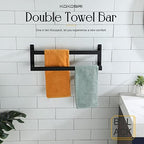 KOKOSIRI Towel Bars Black Bath Towel Holders 20 Inches Bathroom 2-Tiers Ladder Towel Rails Wall Mounted Towels Shelves Rack Stainless Steel, B5008BK-L20 - Image 3