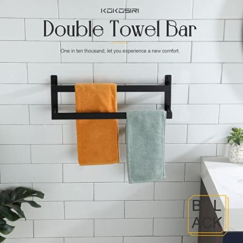 KOKOSIRI Towel Bars Black Bath Towel Holders 20 Inches Bathroom 2-Tiers Ladder Towel Rails Wall Mounted Towels Shelves Rack Stainless Steel, B5008BK-L20 - Image 3