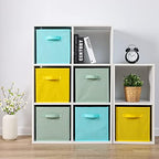 Stero 13x13x13 Inch Fabric Storage Bins 6 Pack Fun Colored Storage Cubes with Handles Foldable Cube Baskets for Home, Kids, Closet and Toys Organizer, Cyan, Green, Yellow - Image 7