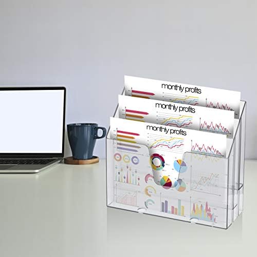 Acrimet Horizontal Triple File Folder Organizer Sorter, Letter Size, Clear - Image 2