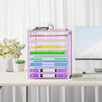 Cawukege 9 Tier Paper Organizer with Handle, 2 Pack Large Capacity Desk Organizer Mesh Paper Letter Tray File Folder Document Sorter for Classroom and Office Accessories Organization- Purple - Image 6