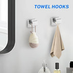 5 Pieces Brushed Nickel Towel Bar Set Bathroom Hardware Accessories Set Include 23.6 Inch Towel Bar Toilet Paper Holder Towel Ring Coat Hooks SUS304 Stainless Steel Wall Mounted Towel Holder Set - Image 5
