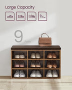 VASAGLE Shoe Bench with Cushion, 9 Compartments, 11.9 x 30.9 x 18.9 Inche - Image 7