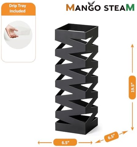 Mango Steam Metal Square Tall 20 Inch Umbrella Holder (Zig-Zag Black) - Image 4