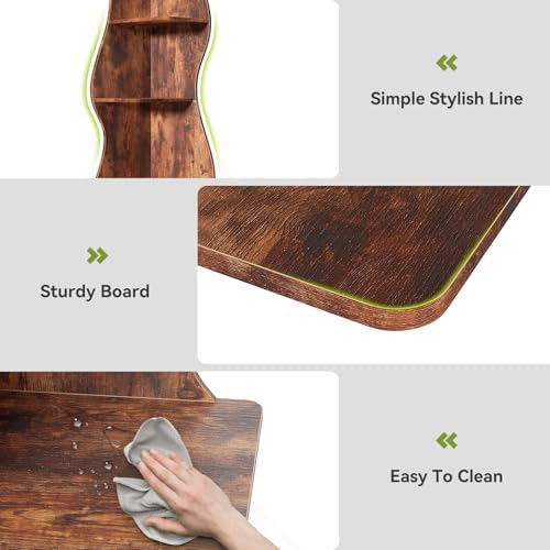 LITTLE TREE 70-Inch Corner Shelf, Seaweed Shaped Etagere Display Bookshelf, Freestanding 5-Tier Wall Shelves for Small Spaces, Living Room, Bedroom, Rustic, 1 Pack - Image 6