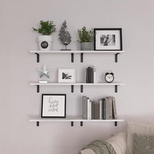 WOPITUES Floating Shelves Set of 6 for Wall Decor & Storage, White - Image 6